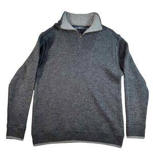 Irelandseye Mens Sweater 1/4 Zip Pullover Wool Blend Dark Gray Size L